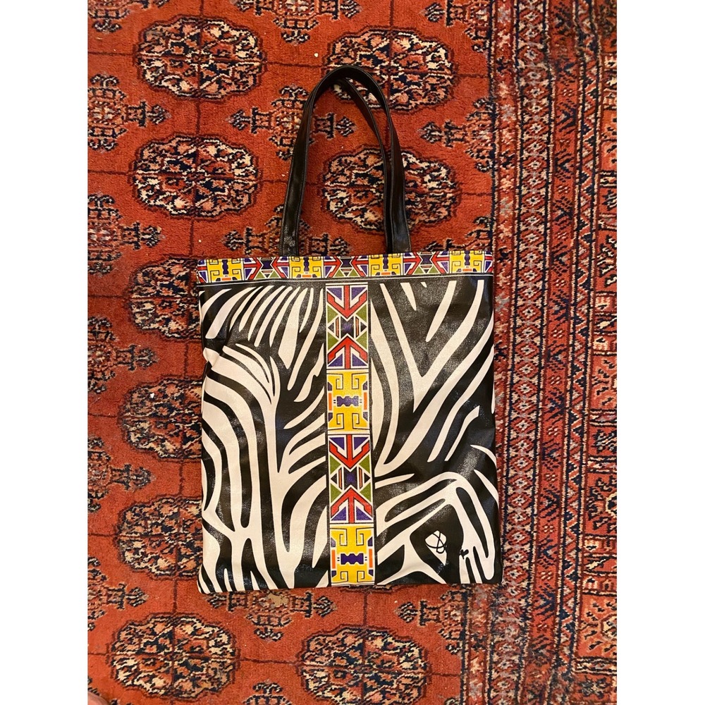 Diane von Furstenberg DVF Zebra & Tribal Print Beach Tote - Coated Canvas Large